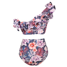 Cargar imagen en el visor de la galería, High Waisted - Azul con flores y vuelos