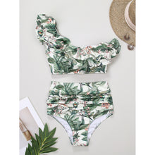 Cargar imagen en el visor de la galería, High Waisted - Verde con flores y vuelos