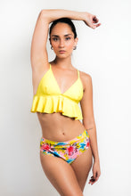 Cargar imagen en el visor de la galería, High Waisted - Bikini Yellow and floral bottom