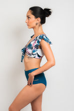 Cargar imagen en el visor de la galería, High Waisted - Bikini Verde Flower Print