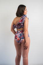 Cargar imagen en el visor de la galería, High Waisted - Azul con flores y vuelos