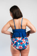 Cargar imagen en el visor de la galería, High Waisted - Two Piece Palm Leaves and Blue Bikini with Pads