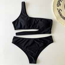 Cargar imagen en el visor de la galería, Low Waisted - Black Bikini one shoulder