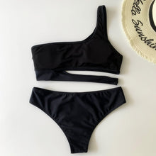 Cargar imagen en el visor de la galería, Low Waisted - Black Bikini one shoulder