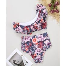 Cargar imagen en el visor de la galería, High Waisted - Azul con flores y vuelos
