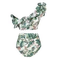 Cargar imagen en el visor de la galería, High Waisted - Verde con flores y vuelos
