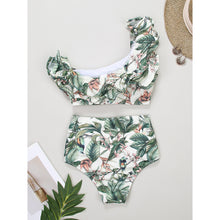 Cargar imagen en el visor de la galería, High Waisted - Verde con flores y vuelos
