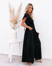 Cargar imagen en el visor de la galería, Long Black Boho Dress Slubbed
